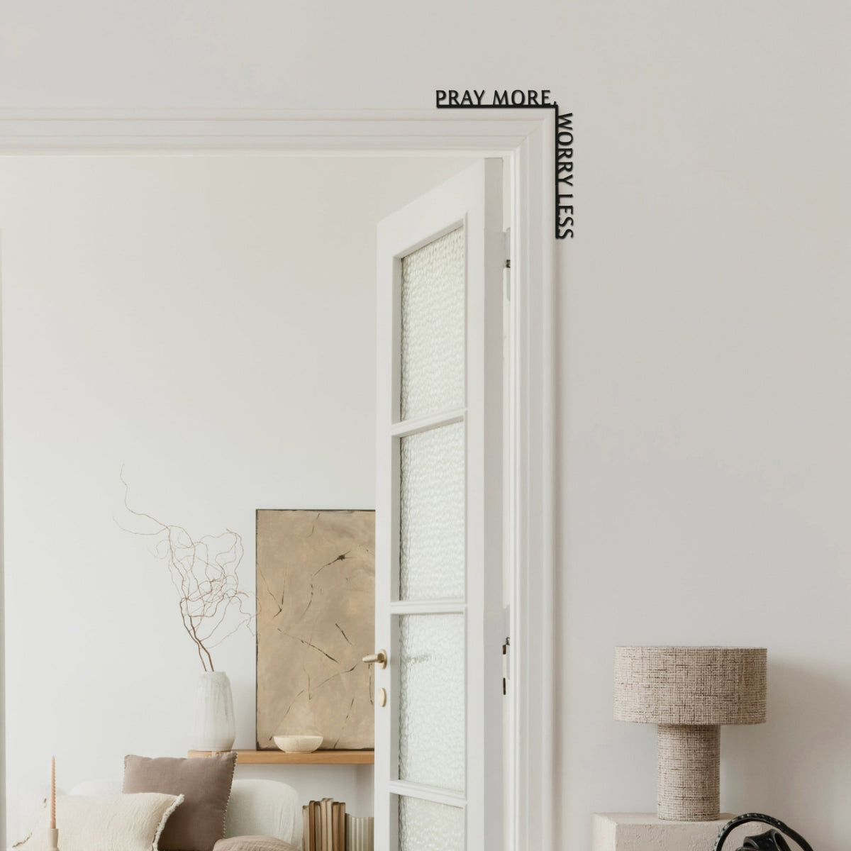 Wooden Corner Quote – Pray More, Worry Less