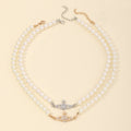 Creative Pop Temperament Pearl Necklace Diamond Planet Pendant Necklace