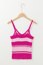 Red Stripe Spaghetti Strap V Neck Sweater Vest