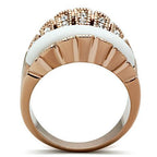 GL223 - IP Rose Gold(Ion Plating) Brass Ring with Semi-Precious Agate in White