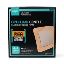 Optifoam® Adhesive Gentle Wound Dressing, 4" x 4", 10-Pack