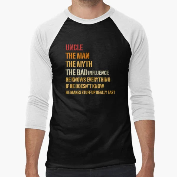 Uncle Myth Bad Influence He T-Shirt - Casual Everyday Wear for Adults