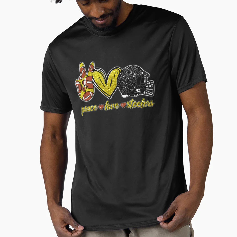 Peace Love Steelers Football Team T-Shirt - Aesthetic Graphic Men Women