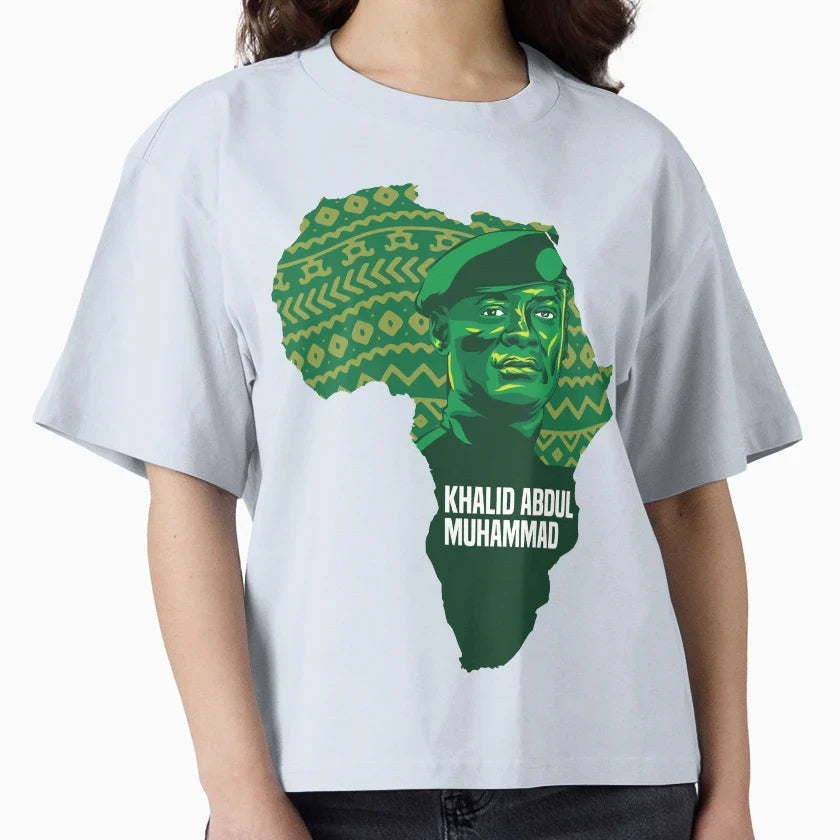 Khallid Muhammad African T-Shirt - Minimalist Print for Adults