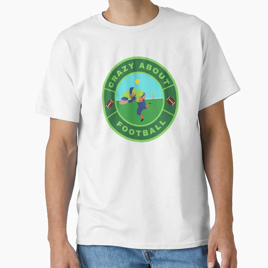 Crazy About Football T-Shirt - Minimalist Print for Adults