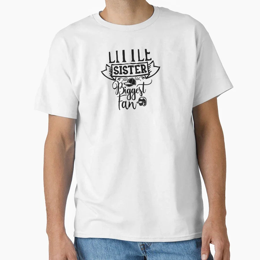 Little Sister Biggest Fan Gift T-Shirt - Trendy Graphic for Adults