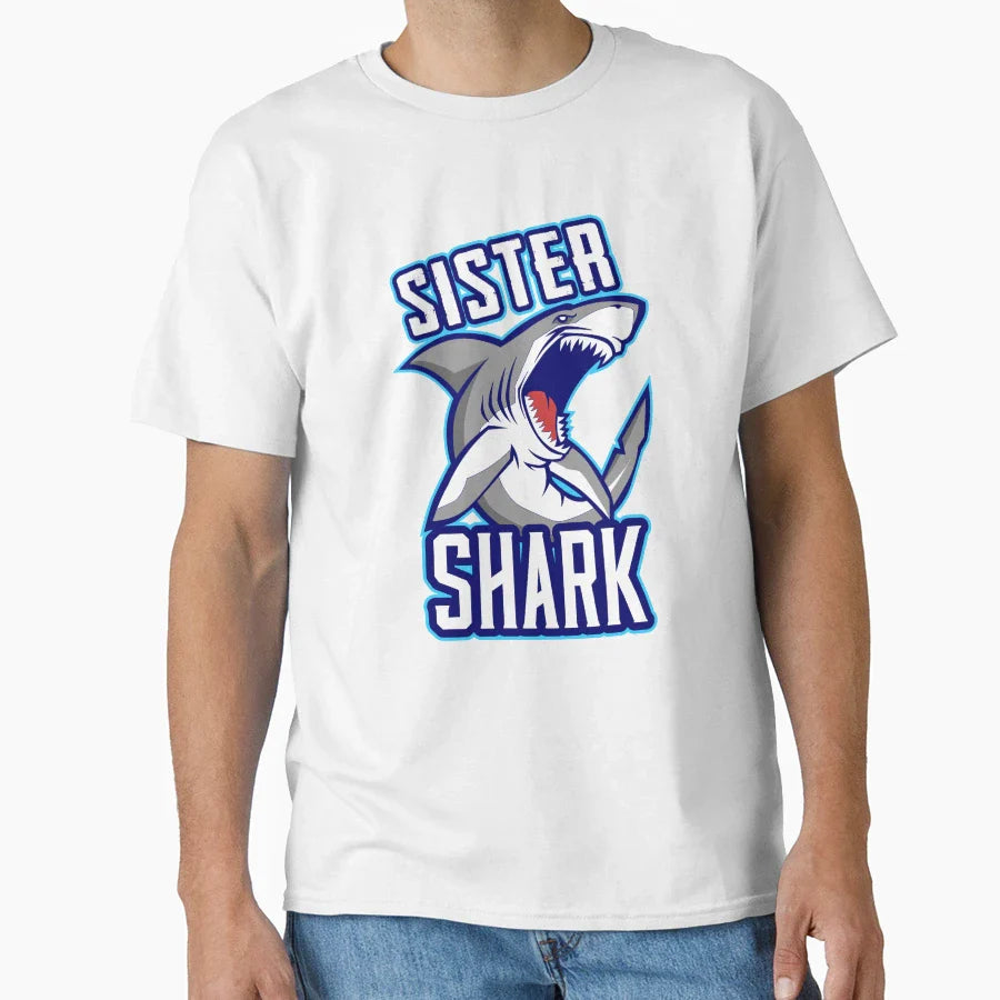 Sister Shark T-Shirt - Minimalist Print Men Women