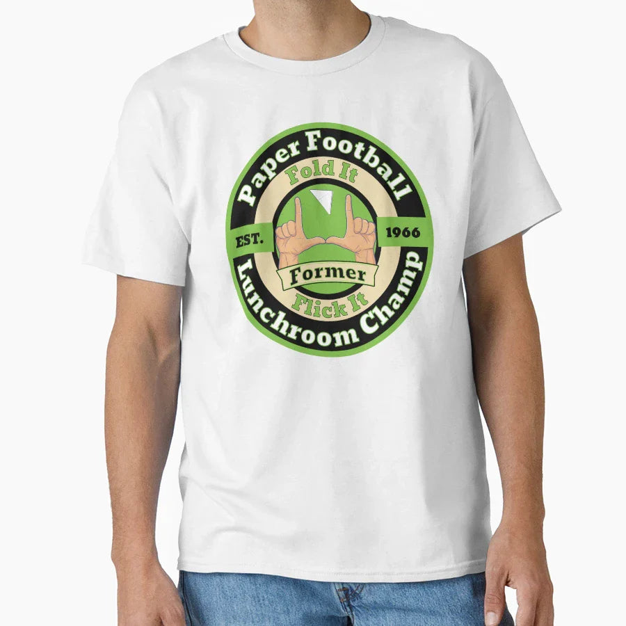 Former Paper Football Lunchroom T-Shirt - Trendy Graphic for Adults