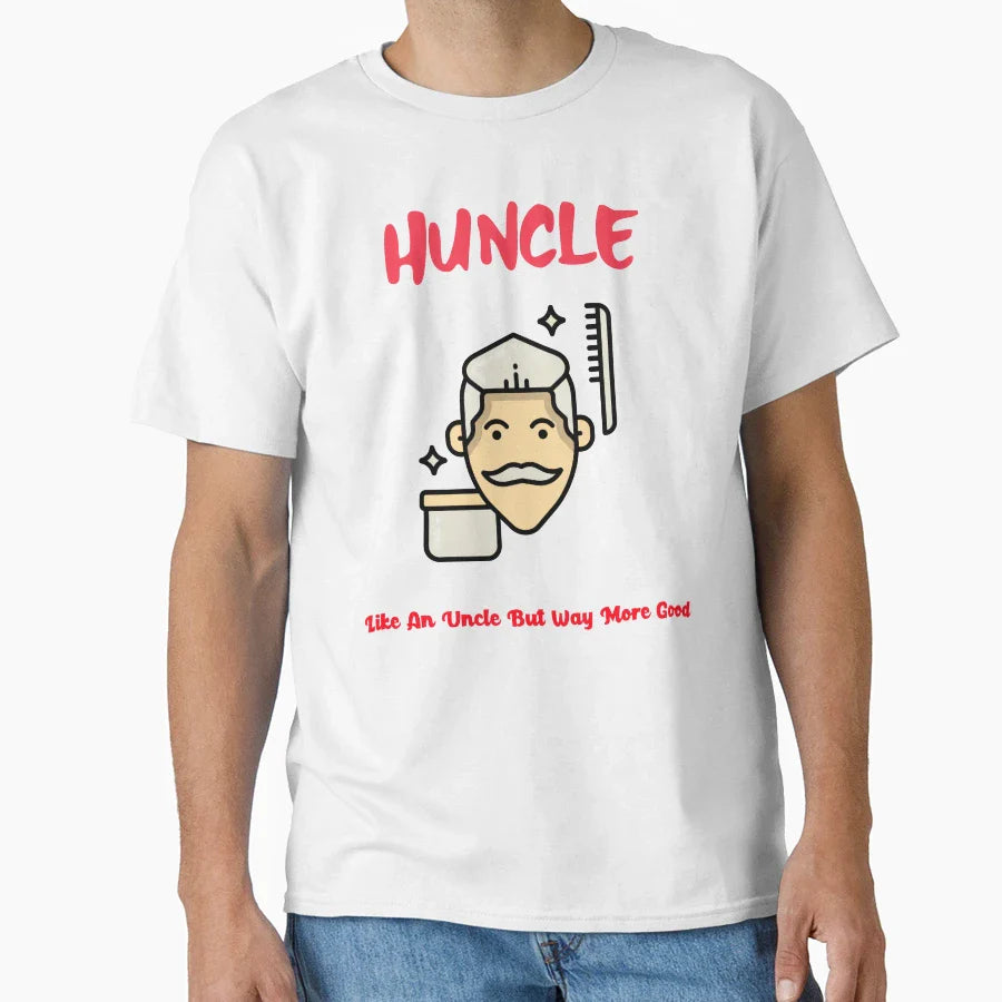 Huncle Awesome Mustached T-Shirt - Casual Everyday Wear Men Women