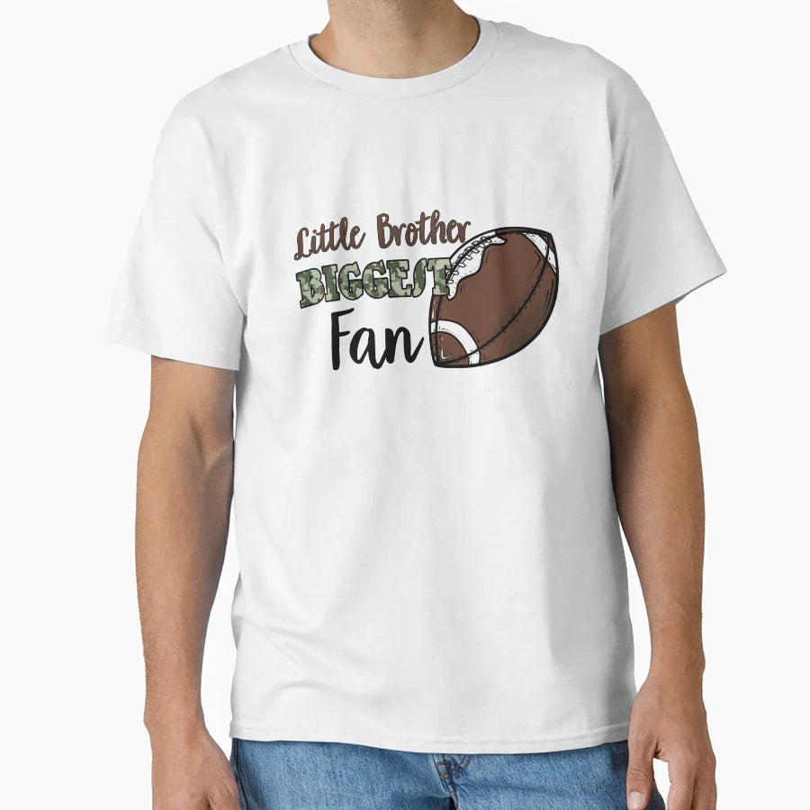 Football Little Brother Biggest Fan T-Shirt - Novelty Apparel for Adults