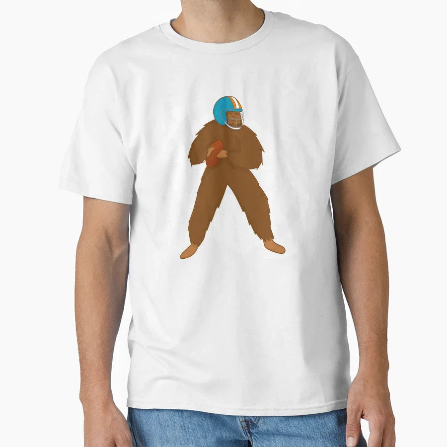 Bigfoot Football Player T-Shirt - Custom Art Print Unisex