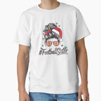 Football Sister Messy Bun Santa Hat T-Shirt - Custom Art Print Men Women