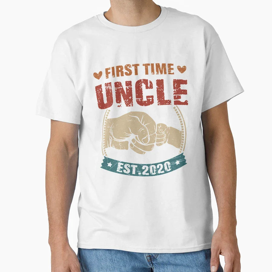 First Time Uncle Est 2020 T-Shirt - Trendy Graphic Men Women
