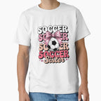 Groovy Soccer Sister Coquette Bow Soccer T-Shirt - Minimalist Print Unisex