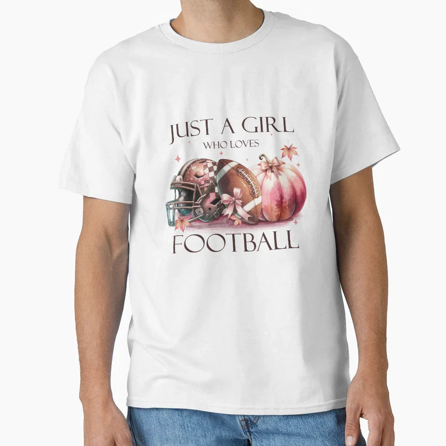 Just Who Loves Football Fall T-Shirt - Graphic Print Unisex