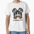 Little Sister Football Messy Bun Hair T-Shirt - Trendy Graphic for Adults