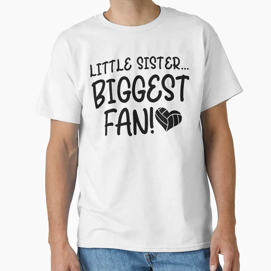 Little Sister Biggest Fan Volleyball T-Shirt - Novelty Apparel Unisex