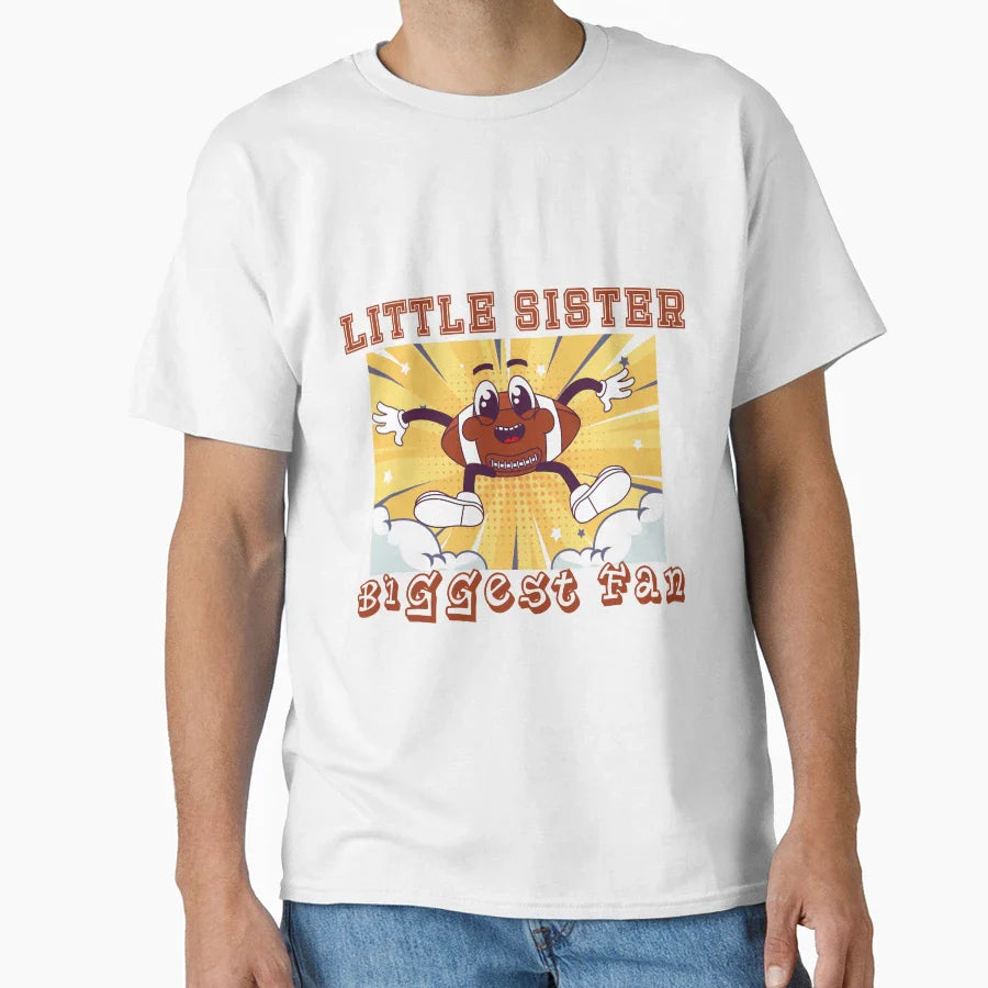 Little Sister Biggest Fan Football T-Shirt - Unique Graphic for Adults