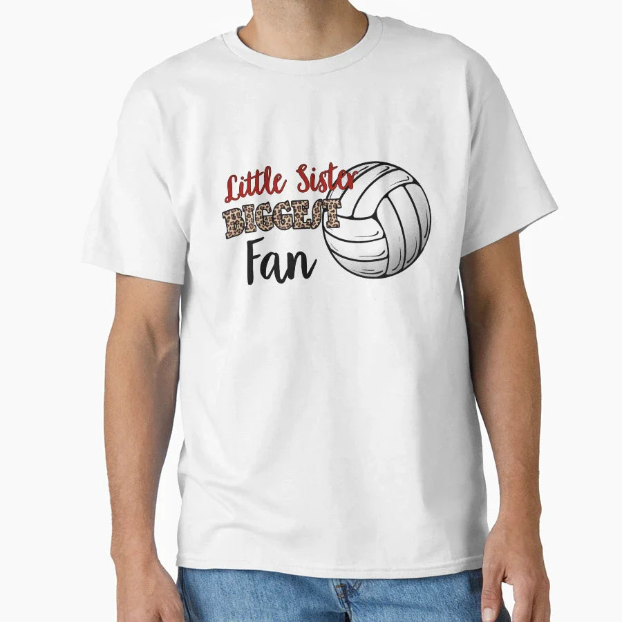 Volleyball Little Sister Biggest Fan T-Shirt - Minimalist Print Unisex