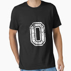 0 Number Zero Sports Team White Text T-Shirt - Unique Graphic for Adults