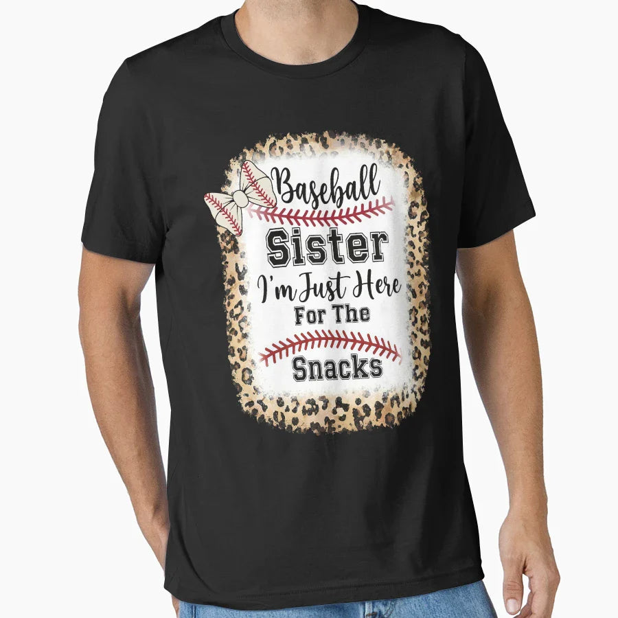 Leopard Baseball Sister Snack Lover T-Shirt - Novelty Apparel Unisex