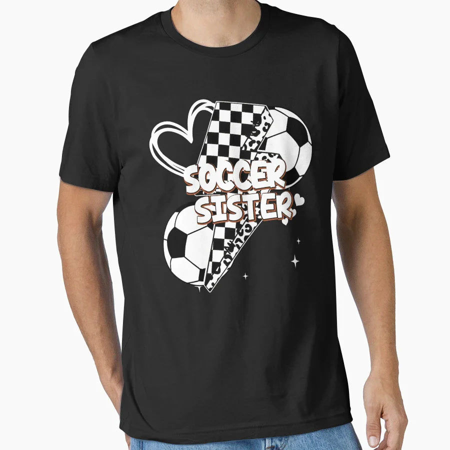Soccer Sister Checkered Bolt T-Shirt - Novelty Apparel Unisex