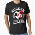 Soccer Sister Heart Bow T-Shirt - Fun Novelty Design Men Women