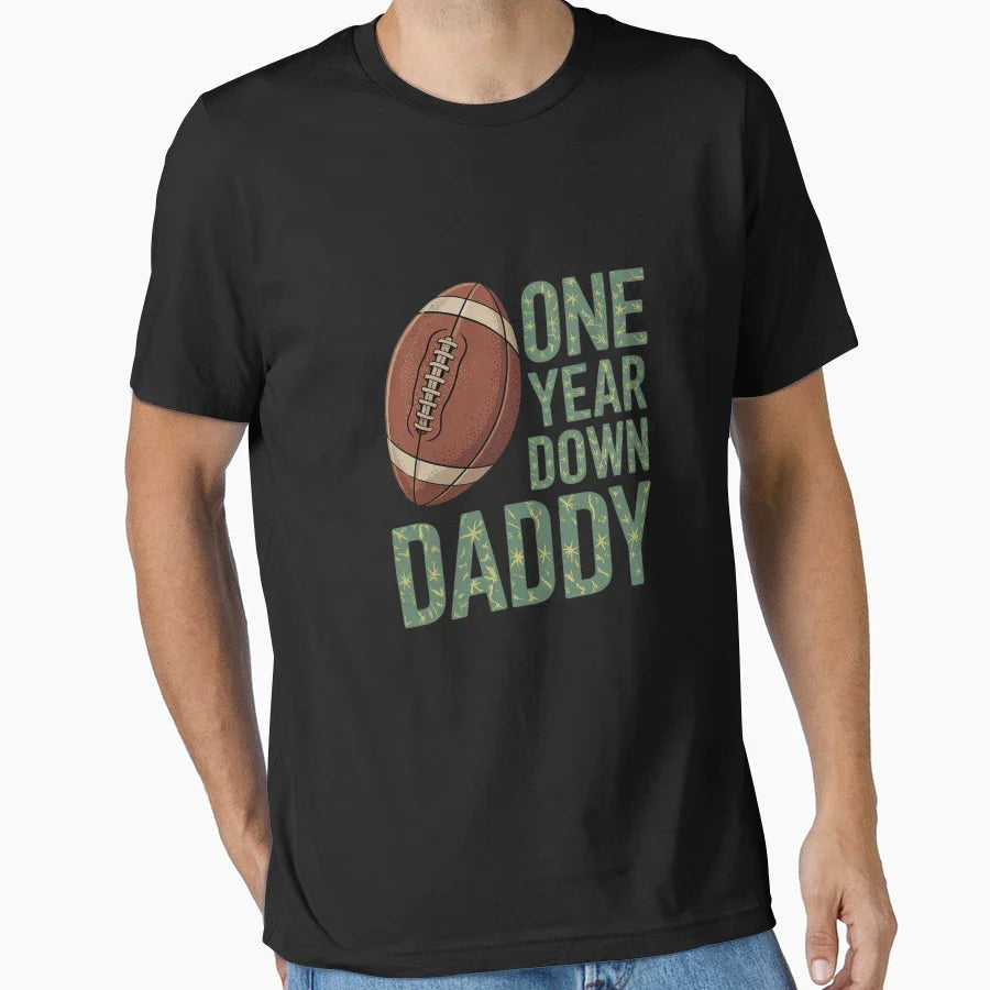 Daddy 1 Year Old Football 1St T-Shirt - Casual Everyday Wear Men Women