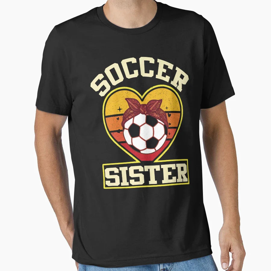 Soccer Sister Heart T-Shirt - Trendy Graphic Unisex