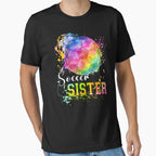 Rainbow Watercolor Soccer Sister T-Shirt - Fun Novelty Design Men Women