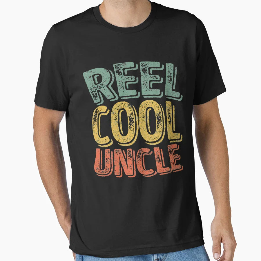 Reel Uncle Fisherman Gift Fathers Day T-Shirt - Trendy Graphic Men Women