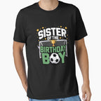 Soccer Sister Birthday Party Soccer T-Shirt - Minimalist Print for Adults
