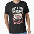 Just Who Loves American Football Flowers T-Shirt - Graphic Print Unisex