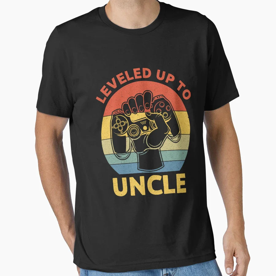 Leveled Up To Uncle Uncle Gift New Uncle T-Shirt - Unique Graphic Unisex
