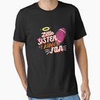 Little Sister Biggest Fan Football T-Shirt - Minimalist Print for Adults