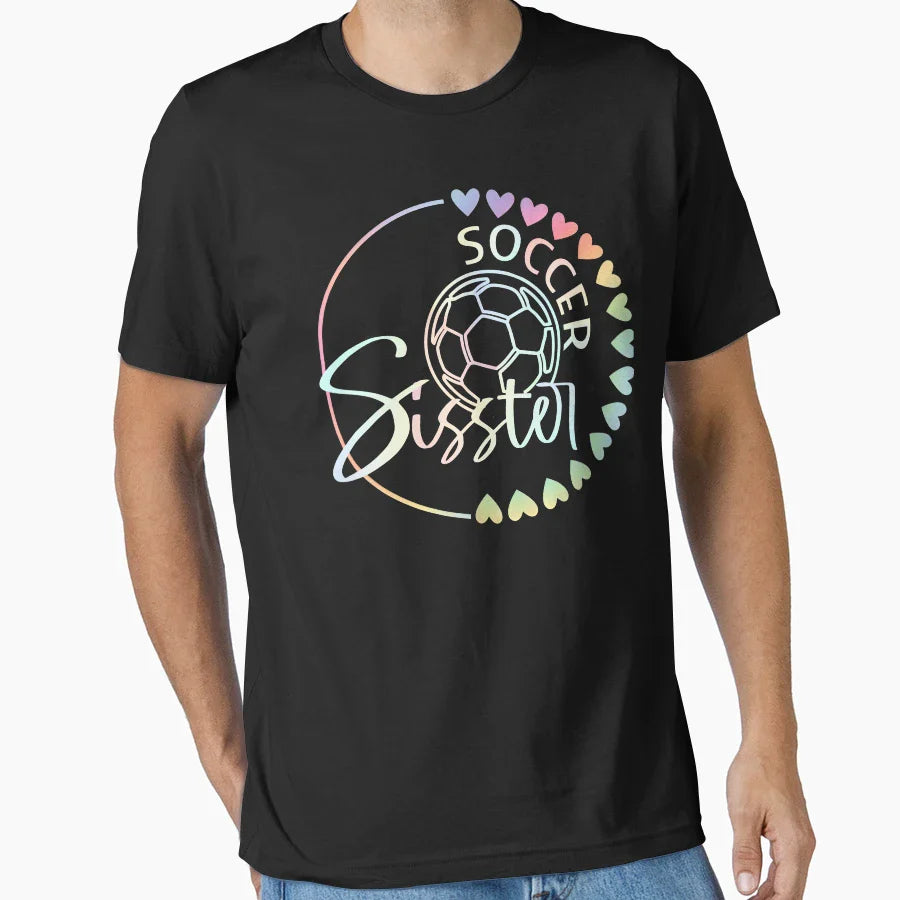 Pastel Tie Dye Soccer Sister Heart T-Shirt - Graphic Print Men Women