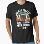 Funny Football Lineman Quarterback T-Shirt - Minimalist Print for Adults