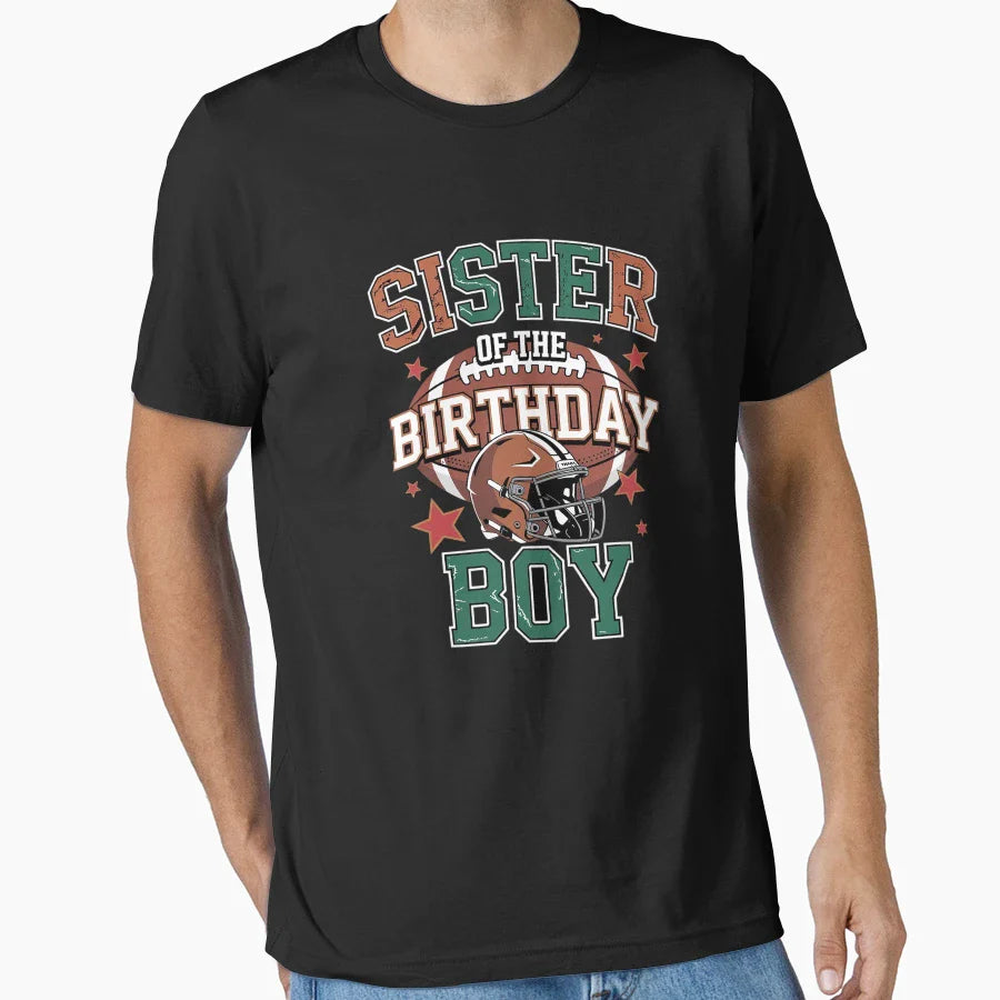 Sister Birthday Game Day Football T-Shirt - Minimalist Print Men Women