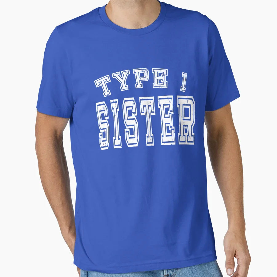 Type 1 Sister Diabetes Awareness Sports T-Shirt - Trendy Graphic Men Women
