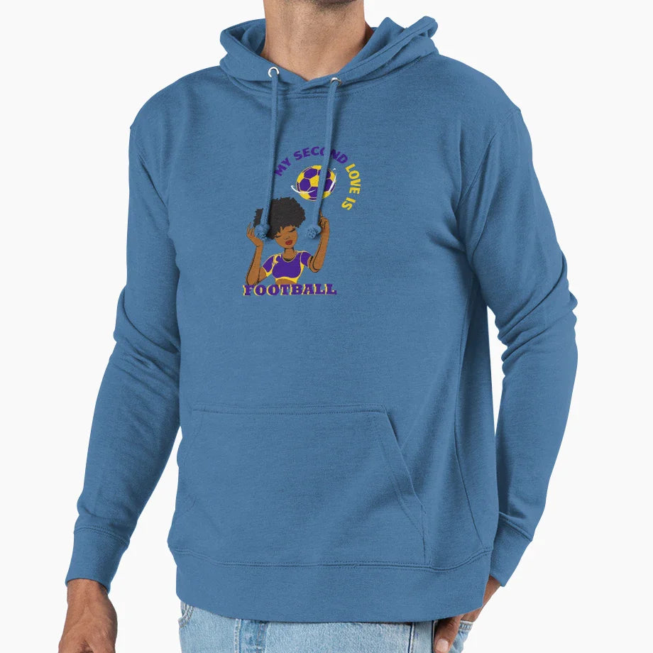 My Second Love Is Football Gifts Soccer Hoodie - Unique Graphic for Adults