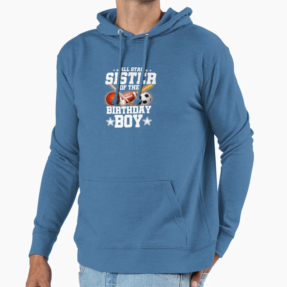 Proud Sister Birthday Basketball And Hoodie - Minimalist Print Men Women