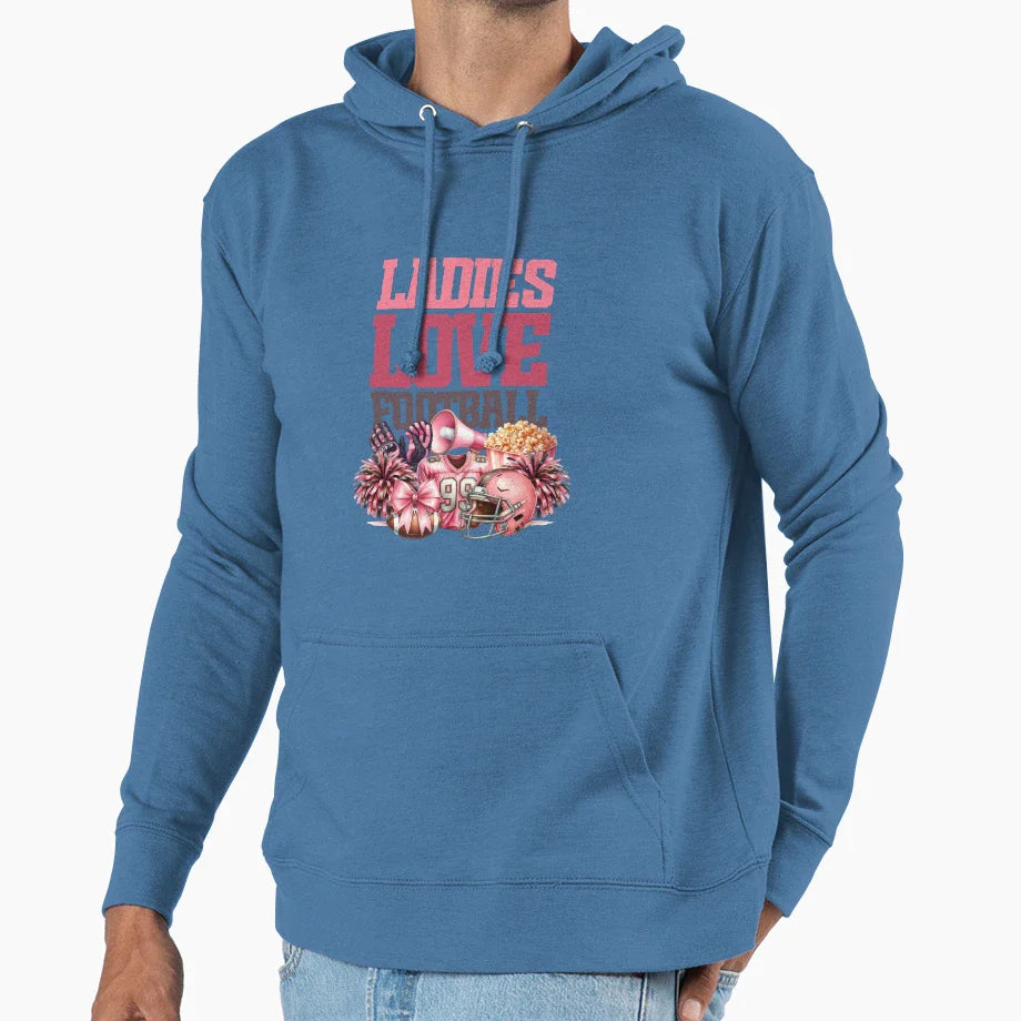 Ladies Love Football Hoodie - Unique Graphic Men Women