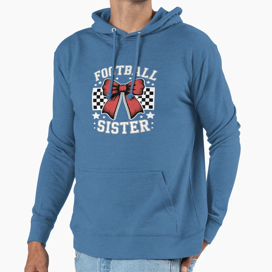 Coquette Bow American Football Sister Hoodie - Minimalist Print Men Women