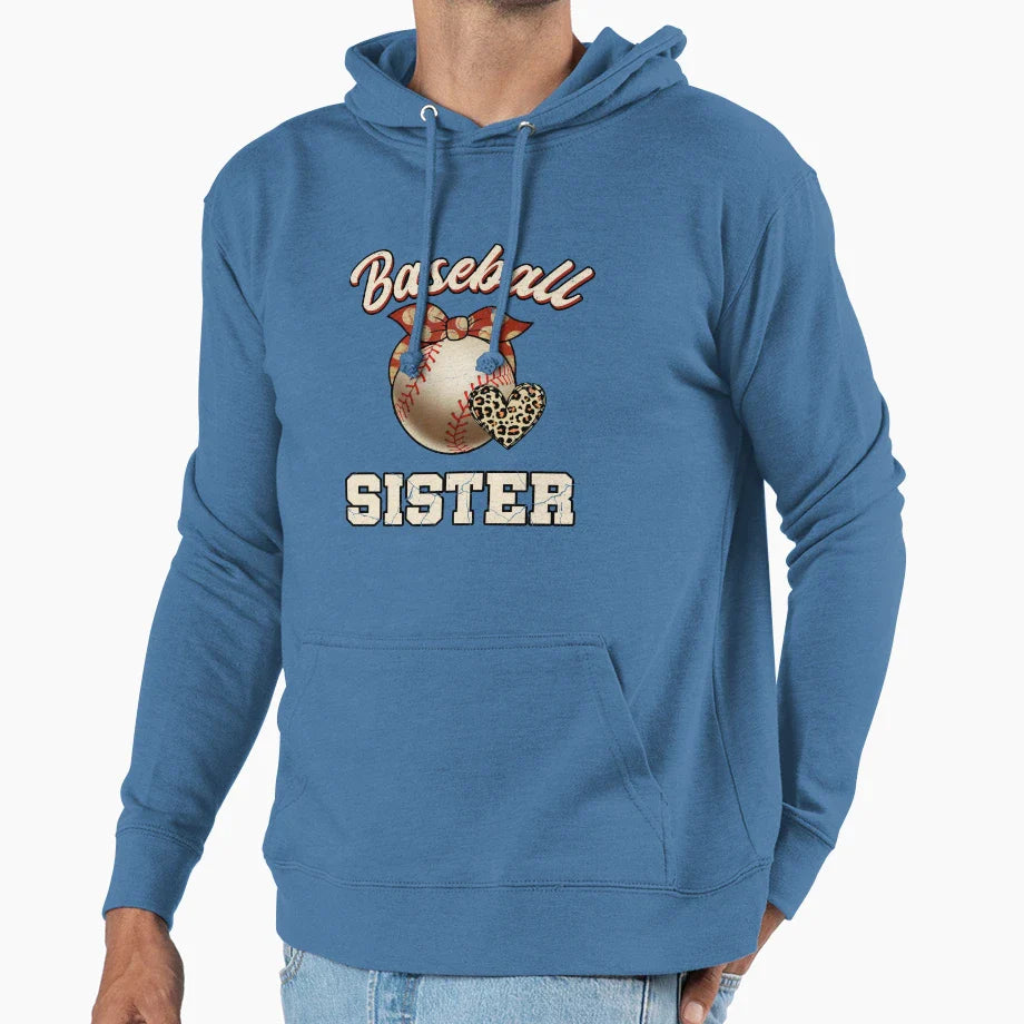 Baseball Sister Leopard Baseball Hoodie - Streetwear Style for Adults