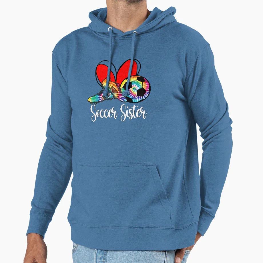 Tie Dye Soccer Sister Game Day Hoodie - Trendy Graphic Men Women