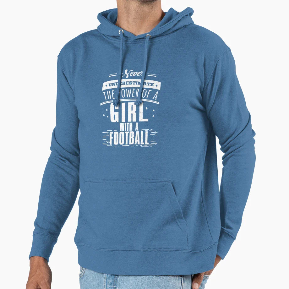 Never Underestimate Power Football Hoodie - Streetwear Style Unisex
