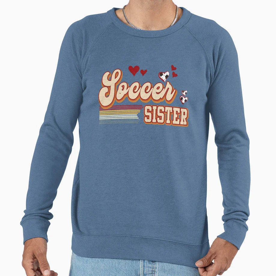 Soccer Sister Hearts Sweatshirt - Novelty Apparel for Adults