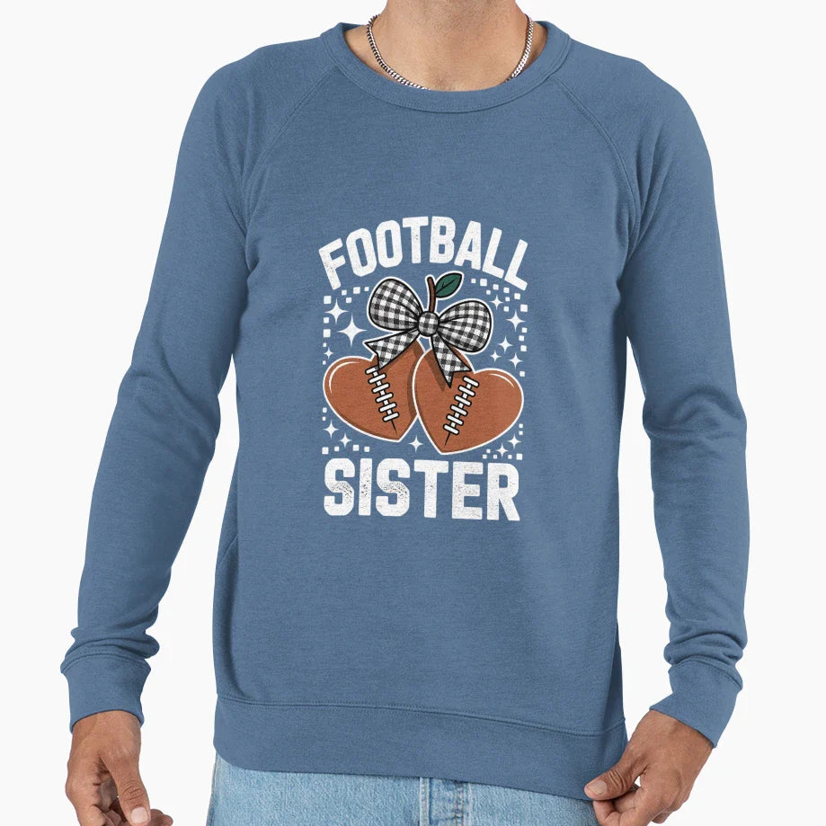 Football Sister Cherry Coquette Bow Sweatshirt - Trendy Graphic Unisex
