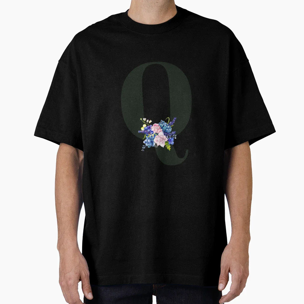 Letter Q T-Shirt - Minimalist Print Men Women