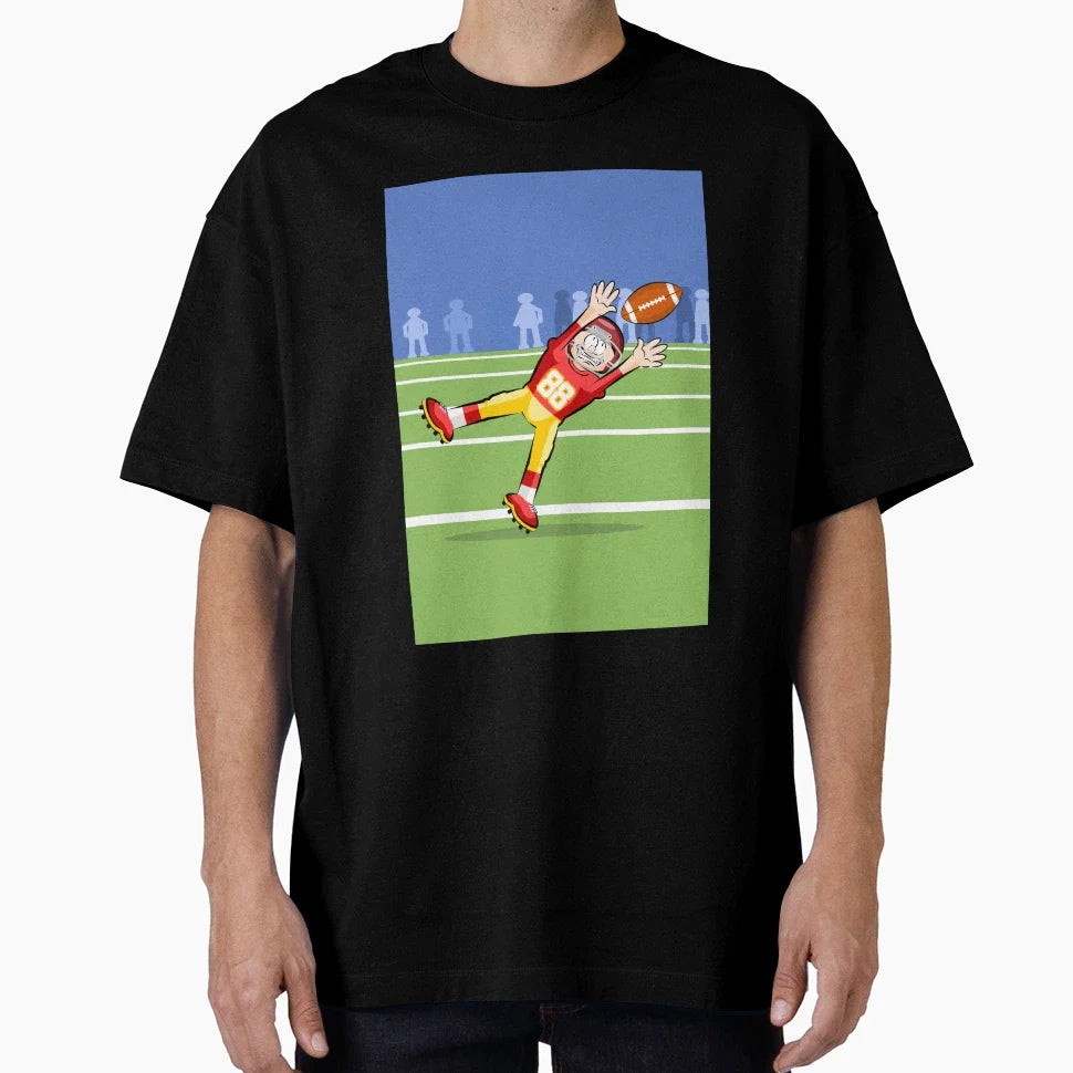 American Football Player Catching T-Shirt - Aesthetic Graphic for Adults